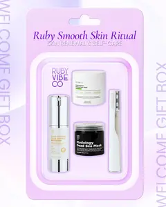 [RUBY VIBE CO] 4-Step Skin Renewal Ritual Set Dermaplaning Exfoliation Detox Hydration Glow Kit