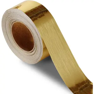 394" Brushed Gold Wallpaper Border - Peel & Stick PVC Trim for Mirrors, Cabinets & Walls, Waterproof DIY Accent (1.97” Wide)