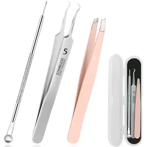 Blackhead Tweezers, Pimple Popper Tool Kit, Blackhead Extractor,Ingrown Hair Tweezers, Blemish and Blackhead Removal Tools