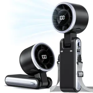 Portable Handheld Turbo Fan, 5 Gear Wind, Battery Operated, Up to 12 Working Hours, 3 IN 1 Hand Fan with Air Turbo Tech Cooling Fan for Outdoor Activities, Travel, Working, Obsidian black