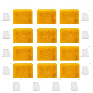 Lemon Turmeric & Kojic Acid Soap Bar, Summer Acne Face & Body Wash for Men & Women, Daily Skincare Cleanser Sets with Soap Saver Bags Facial Cleansing