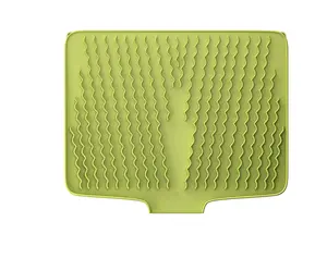 Silicone Dish Drying Mat with Built-in Drain Lip - Hygienic Drying Pad - Sturdy Compact Easy to Clean Tray Protects Surfaces Prevents Water Build Up - 23 X 17