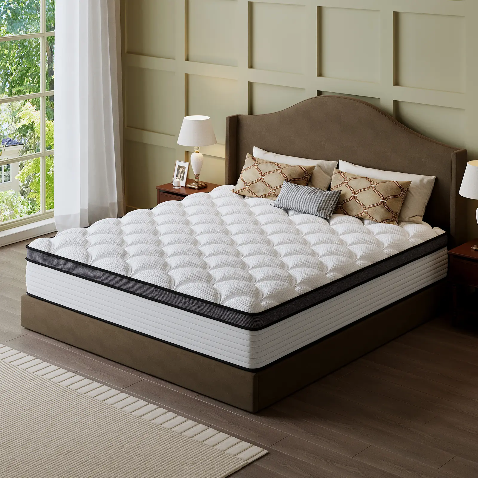 Five-story Design Comfortable Sleep Solution 10/12/14 Inch Queen King Twin Full Mattress with Individually Wrapped Pocket Springs in a Box for Optimal Support and Easy Transport