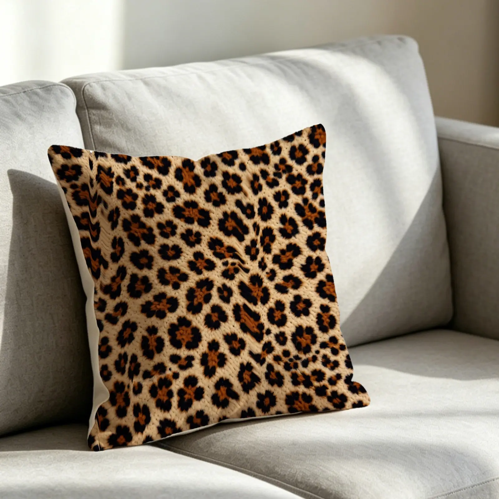 1  Piece Leopard Print Throw Pillow, Animal Print Decorative Pillowcase, Ideal for Recliners, Living Rooms, Bedrooms, Office Sofas, Beds, and Home Decor. Includes Filling. Comfortable Gift Pillow
