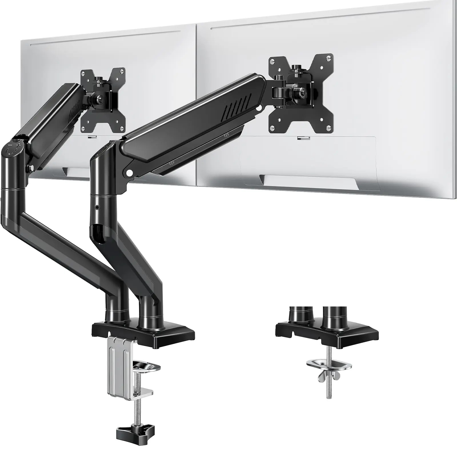 Freelift Black Dual Arm Adjustable Tabletop Monitor Stand MU8014B - Computer Accessory for 13'' to 32'' Monitors, Office & Apartment Furniture Add-on