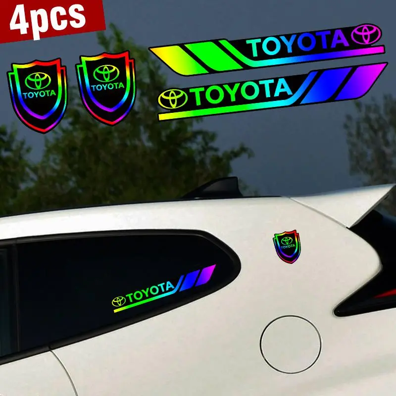 4-Piece Car Exterior Decals, PC Material Laser Waterproof Car Window Decoration Stickers