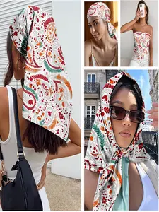 A versatile scarf for hair, white paisley - printed scarf, women's stylish hair/neck/purse accessory, summer beach parties, boho festival essential, Boho Shawl Wrap, Paisley Print Shawl