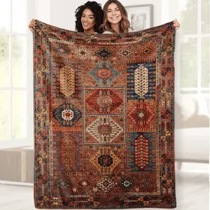 Soft Warm Vintage Polyester Boho Weaving Pattern Throw Blanket, Machine Washable, Perfect for Sofa, Bed, Travel, Camping, Office Suitable as a gift sizes 60*80,30*40 ,40*50 50*60