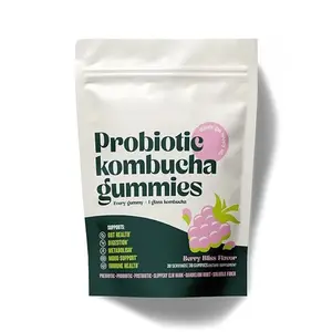 BoochBod Probiotic Kombucha Gummies – Bloating Relief | Gut Health, Digestion, & Metabolism Support | Pre/Postbiotics, Slippery Elm, Dandelion Root