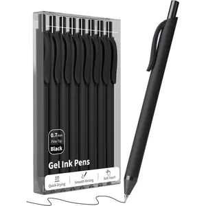 8 Pack Black Gel Pens (0.7mm Fine Point) - Smooth Quick-Drying Ink, Retractable Gel Pen for Writing, Journaling, Note-Taking - Office, School,  & Work Supplies (8Pcs-Black Ink