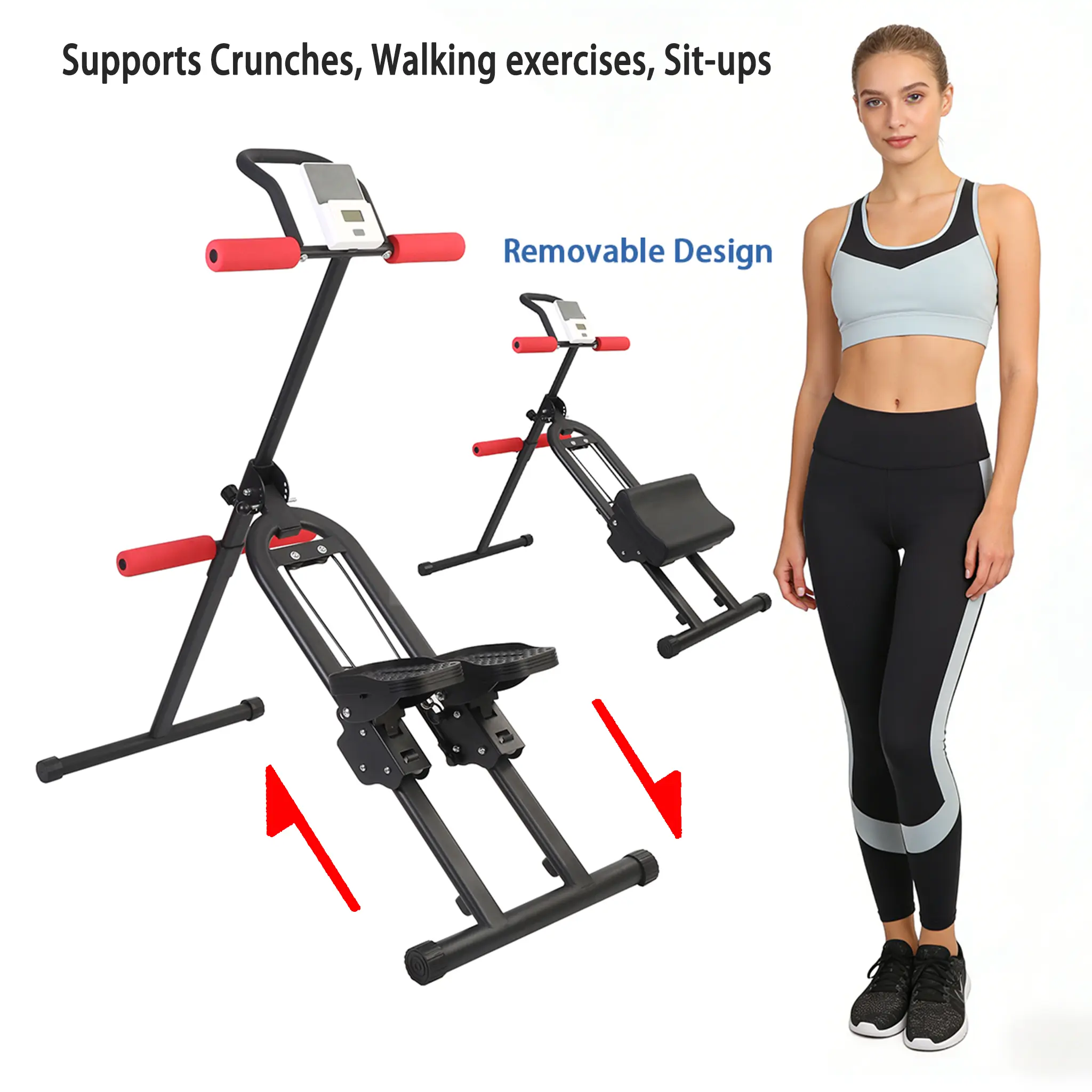 Foldable Vertical Climber & Mini Stepper, Compact Workout Machines for Home, Adjustable Core Training Station with LED Monitor for Full-Body Fitness, Multifunctional Workout Station