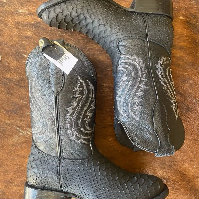 Men’s “Black Mamba” Pyton Leather Boots round toe