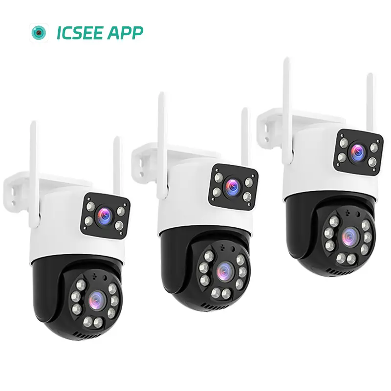 ICSEE APP Wireless WiFi Security Camera System with Micro SD Card Support, 8MP+6MP HD Lenses, 360° Pan-Tilt Real-Time Viewing, Night Vision, Motion Detection, 2-Way Audio, Auto-Connect for Home & Outdoor Use,Outdoor Father's Day Gift Option