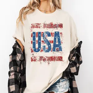 Vintage USA, Flag, Patriotic, America, Red White and Blue Comfort Colors T-Shirt, Women's Comfort Colors Tee