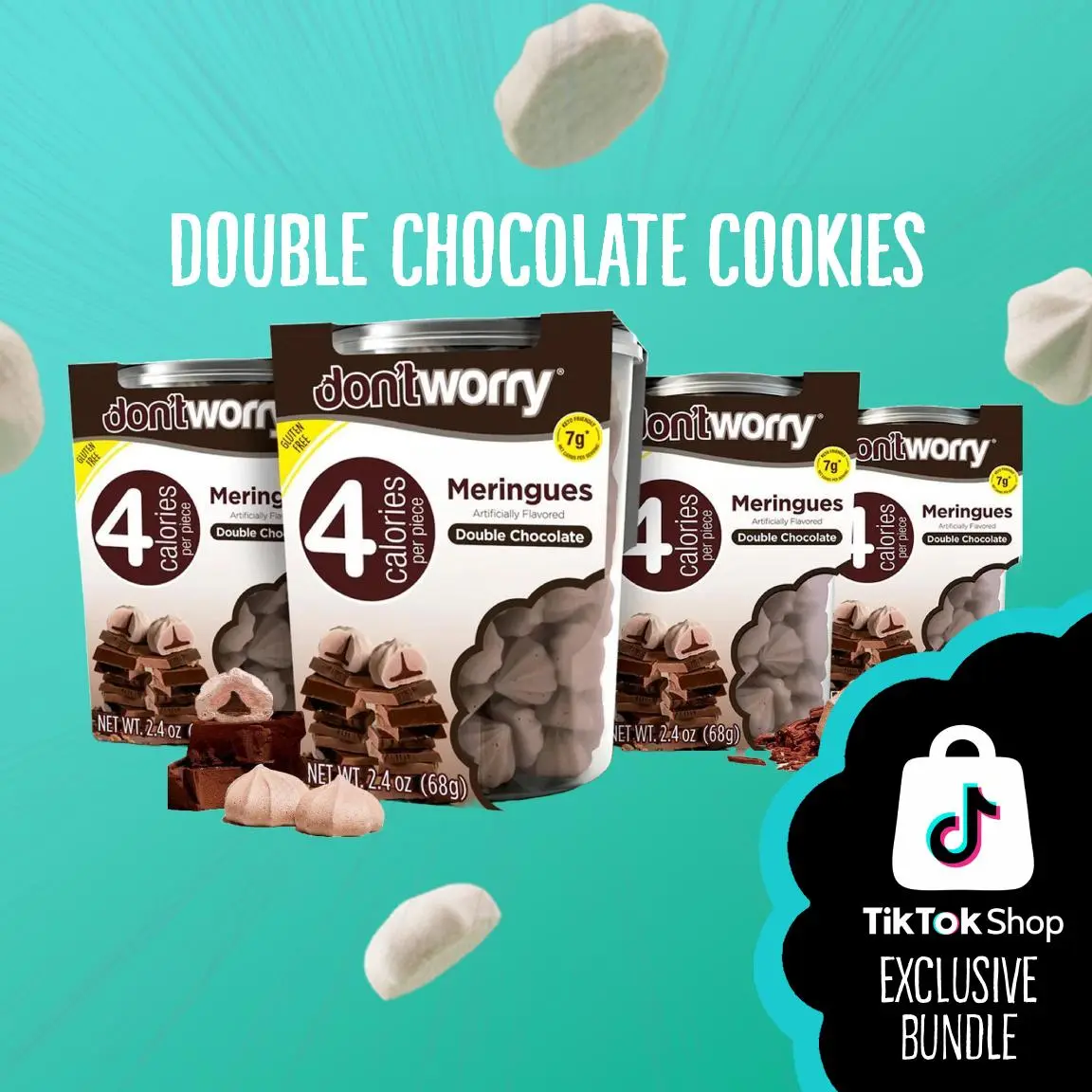 Don't Worry | Double Chocolate Cookies Meringue Cookies | Low Sugar | Double Chocolate | 4 Calories per Piece Baking Treat Cocoa