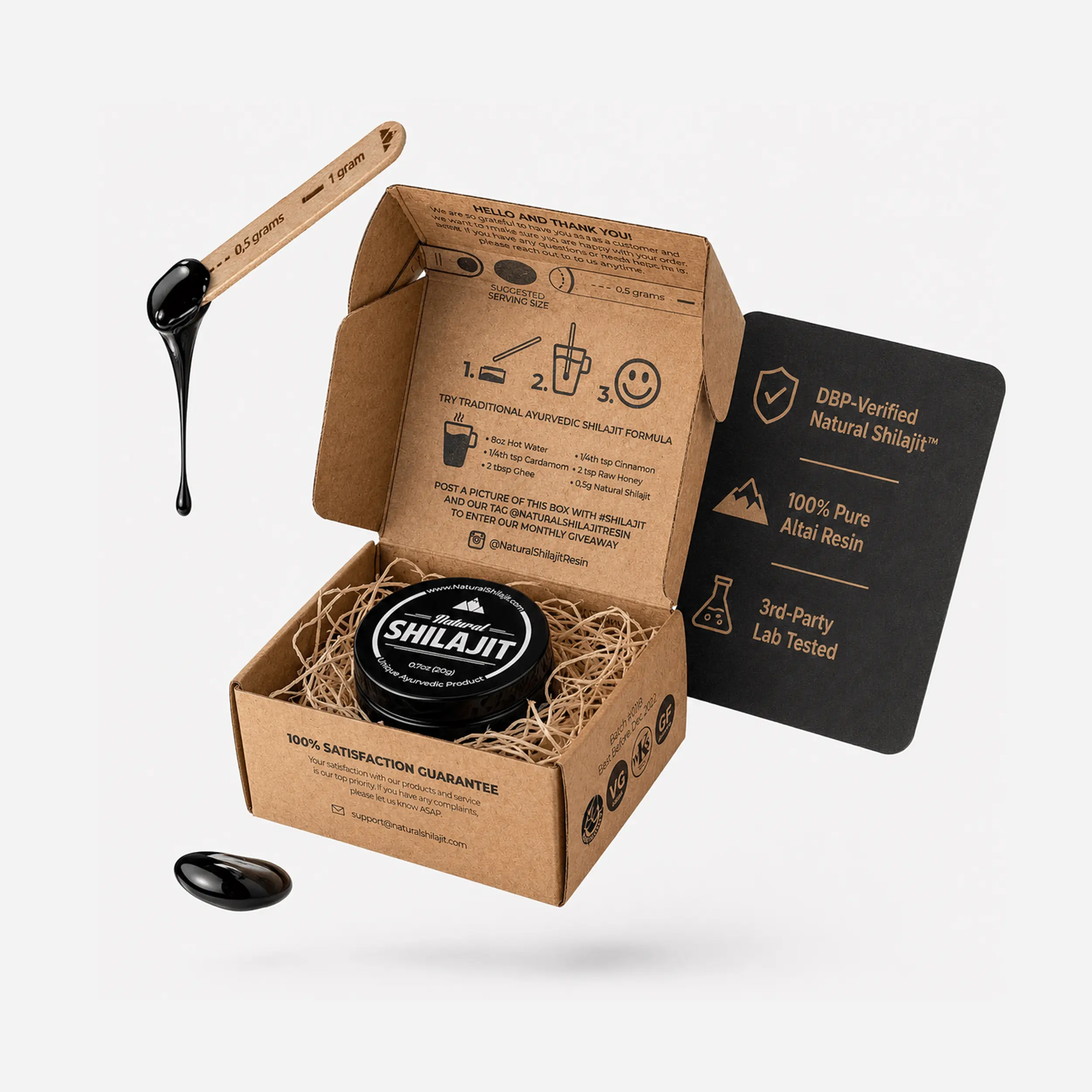 NATURAL SHILAJIT Resin (20g) – Genuine Altai Shilajit for Men & Women, DBP-Verified Bioactive Complex, Trace Minerals & Fulvic Compounds, Lab Tested, Pure Resin Supplement