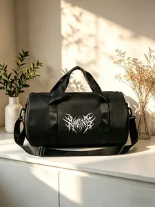 Dark Metal Print Travel Duffel Bag, Multi-Functional Gym Shoulder Backpack, Sports Bags, Large Capacity Nylon Weekender, Lightweight for Fitness & Short Trips, Multifunctional Sports Bag