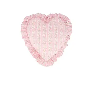 LoveShackFancy Ruffle Heart Pillow in Strawberry Macaroon