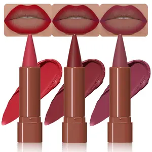 2-in-1 Gradient Matte Lipstick & Lip Liner Set,3Pcs Long Lasting Waterproof Lip Crayon for Women, Flawless Contour, Lightweight Ombre Lip Color Pencil(03#&05#&08#)