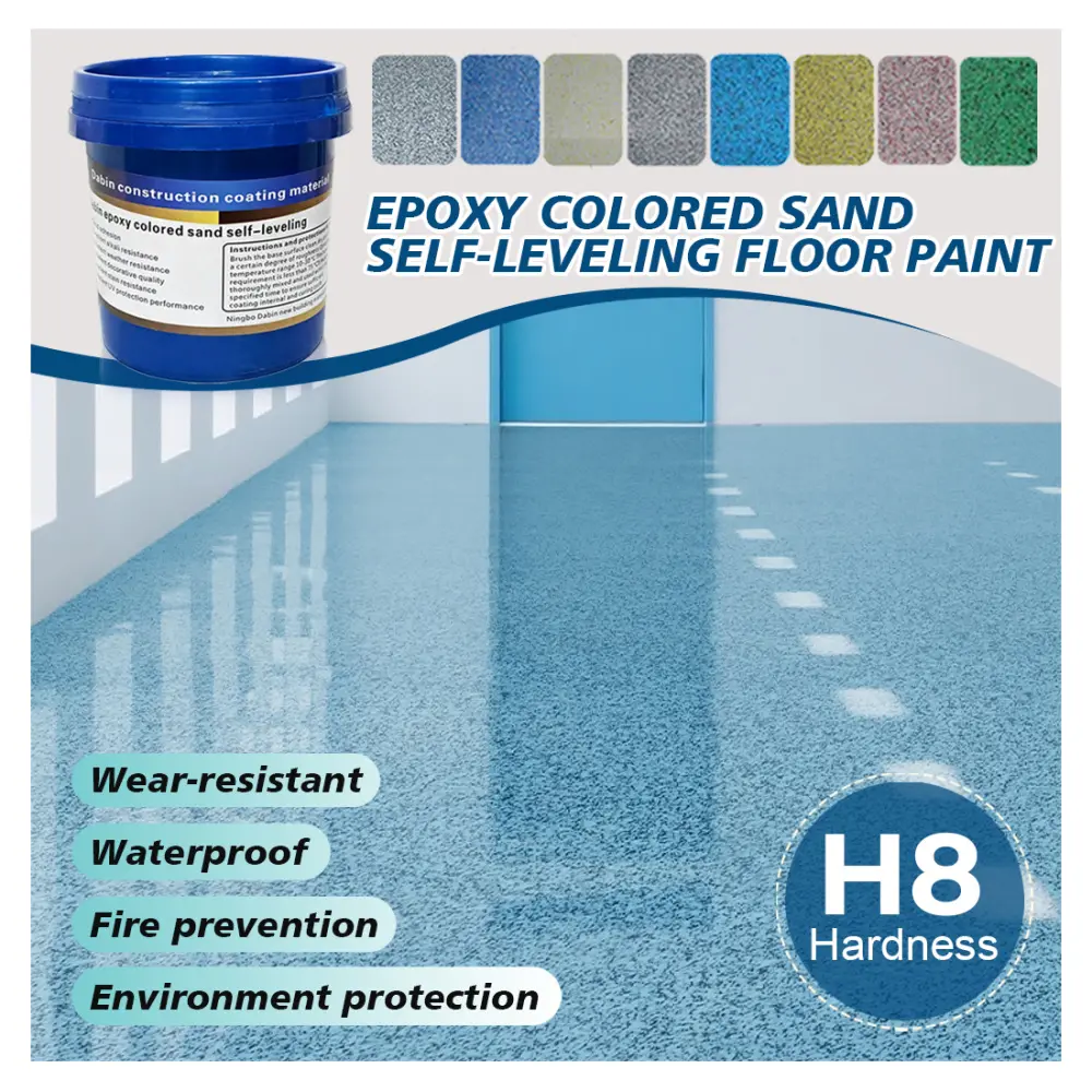Epoxy Colored Sand Flooring Paint Coating - Glossy, Weatherproof, Waterproof, 8 Trendy Colors, 1.12-3 gal, 26-70 sq ft Coverage for Home Garage Small-Scale Repairs, 1-Year Durability Guarantee