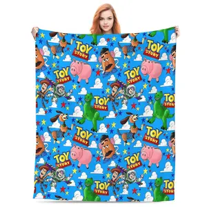 DISNEY CLASSIC Toy Story Fleece Throw Blanket – Cartoon Design with Stars and Clouds, Soft Cozy Blanket, Perfect for Bed, Couch or Travel