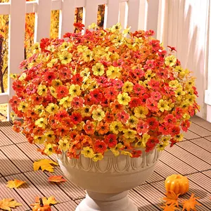 Artificial Flowers for Outdoor Decoration 12/24/36 Packs Faux Daisy Flowers for Fall Decor Realistic Eucalyptus Leaves Silk Mums Fake Plants for Garden Courtyard Patio Lawn Colorful Decorative UV-Resistant Durable Nature Ornaments