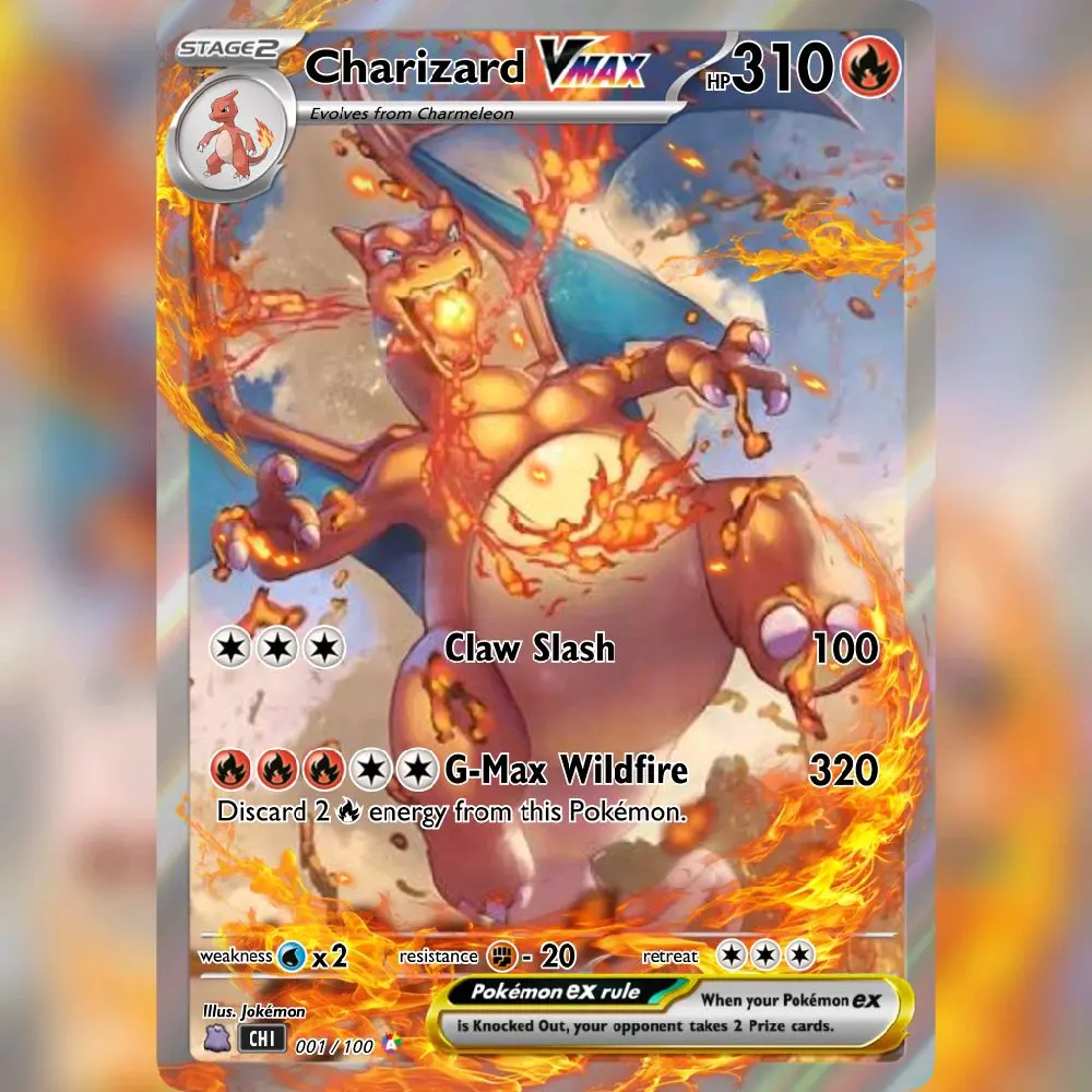 CHARIZARD custom art card, artwork with cracked ice holo finish