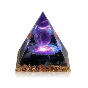orgone pyramid, 1 count positive energy pyramid, home decor, orgonite pyramid for home desk office table ornament, amethyst crystal, spiritual, artificial crystal decoration, energy healing, real shiny stone