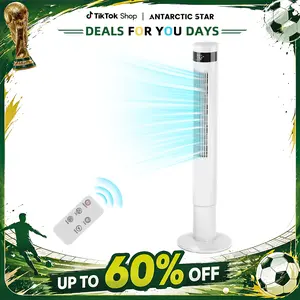 Antarctic Star 43in White Tower Fan - Standing Fan with 85° Oscillation, 12H Timer, Remote Control, Quiet Operation for Bedroom Home Office, Instant Airflow, Easy Operation