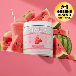 Kiala Nutrition Super Greens Organic Powder with Spirulina & Chlorella for Digestion Gut Health Immunity & Energy Vegan Supplement US Made Edible Watermelon Blush Flavor Healthcare Natural Vitamin Fitness Dietary