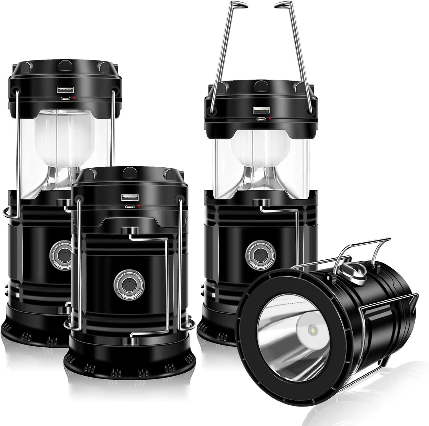 2026 Upgrade Solar Lantern Flashlight with Power Bank Mode - 1600mAh USB Rechargeable LED, 360° Lighting Coverage, Collapsible Portable Pocket Design, USB Output Port, Hang on Tent/Tree, Storm Outage Ready Outdoor Emergency Tool, Portable Pocket Light, Le