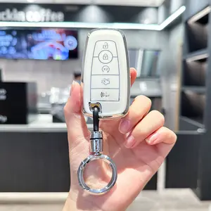 ACEBOY For Ford Key Fob Cover With Keychain Lanyard, Soft TPU Key Fob Protector Compatible With Ford Edge Escape Expedition Explorer Fusion Mustang Ranger F-150 F-250 Smart Key Case