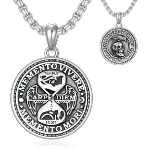 MEIDERBO  Necklace 925 Sterling Silver Skull Crow Necklace Raven Necklace Memento Mori Jewelry Gifts for Men Women for Birthday Christmas good luck jewelry men chain necklace