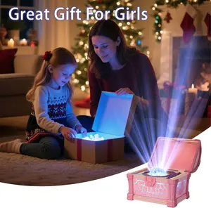 Treasure Chest-Shaped Projection Lamp — Built-in Speaker & White Noise Function | Decorative Night Light | Bedroom Ceiling Projector