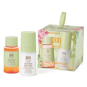Pixi Glow & Hydrate Petite Size Set - Glow Tonic, Hydrating Milky Mist with Natural Extracts for Face Care, Skin Repair, Moisturize