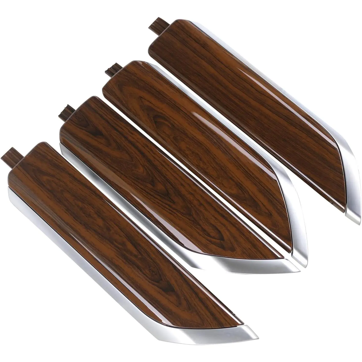 Black Wood Grain Plastic Interior Door Panel Trim Molding Kit - 4pcs Exact Fit OEM Replacement, for Chevrolet Silverado & GMC Sierra Crew Cab Trucks (2019-2024), Replaces Part 84469330, Pickup Accessory for Crew Cab 4pcs, 4 Pieces, Pickups
