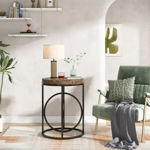 LITTLE TREE Round End Table for Living Room, Modern Marble Side Table with Gold Metal Frame, White and Gold Accent Table, 26-Inch Tall Narrow Nightstand for Bedroom cool