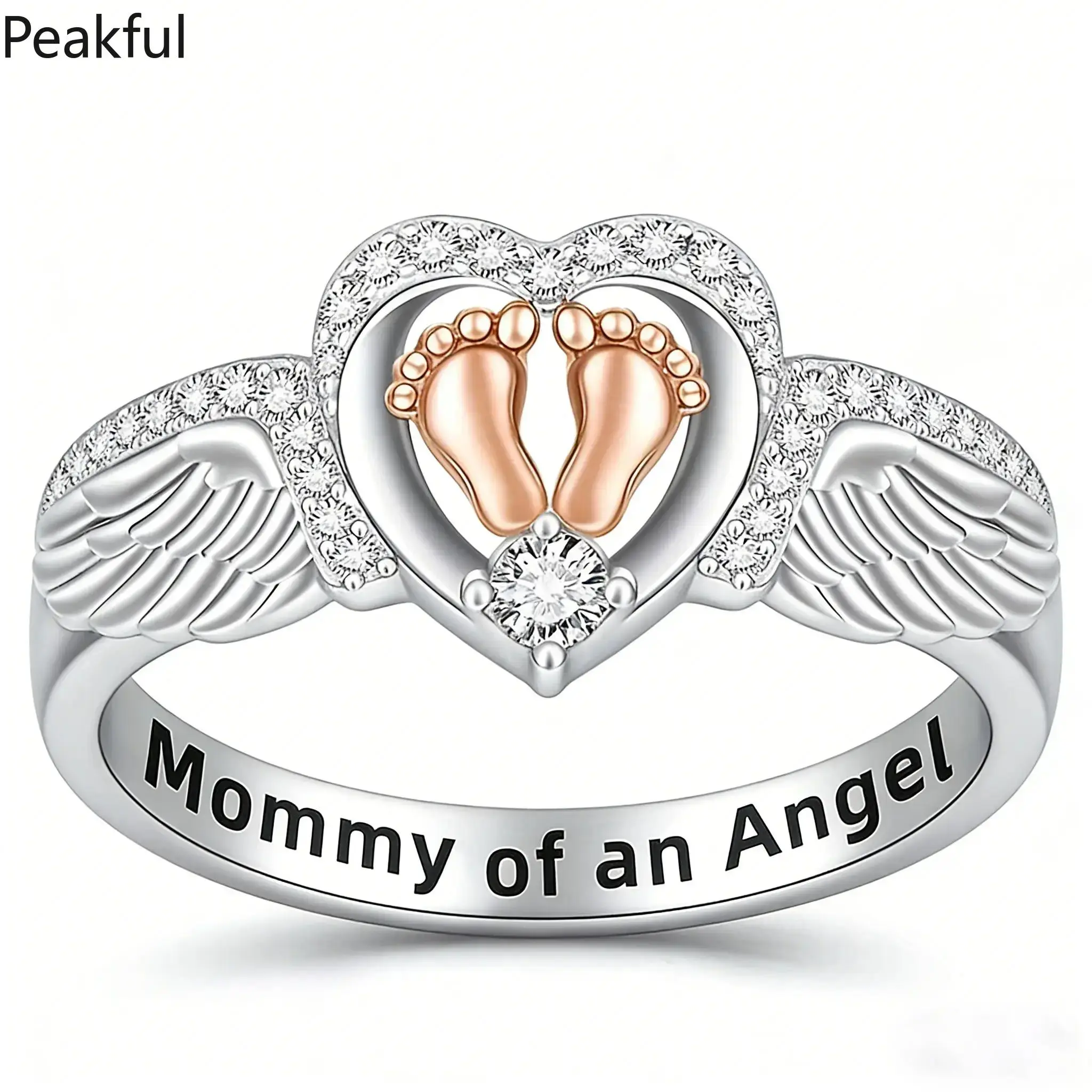 Women’s Angel Wings Heart Ring Symbolic Gift for Moms & Daughters Fashionable & Meaningful Jewelry Perfect for Mother’s Day, Birthdays & Special Occasions