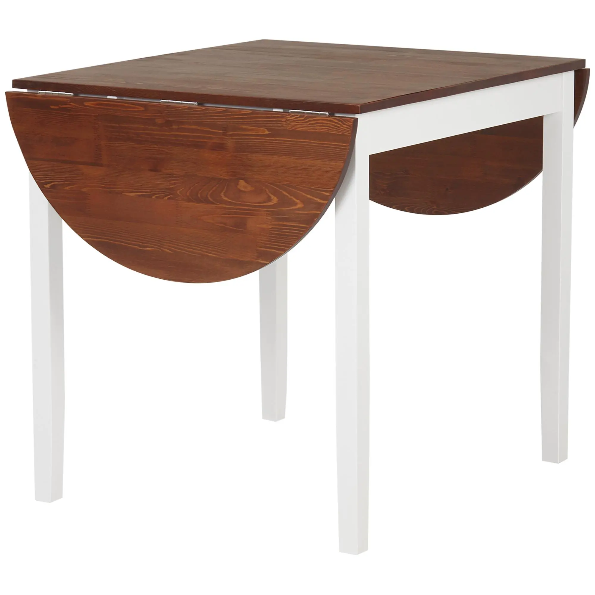 HOMCOM 55" Solid Wood Kitchen Table, Drop Leaf Tables for Small Spaces, Folding Dining Table, Brown