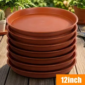 6-Pack 12-Inch Heavy Duty Plant Drip Trays – Thick Terracotta Color, Fits 6"/8"/10"/12" Pots, Multi-Use as Saucer or Bird Bath