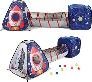 3pc Space Astronaut Pop Up Play Tents with Tunnels for Kids, Boys, Girls, Babies and Toddlers, Indoor/Outdoor Playhouse ¨CStem Inspired Design W/Solar System & Planet