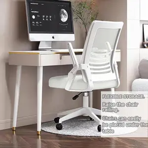 XUEGW Home Office Chair Ergonomic Desk Chair Mesh Computer Chair with Folding Lumbar Support Armrest，Reclining Office Chair Swivel Chair with Wheel，White
