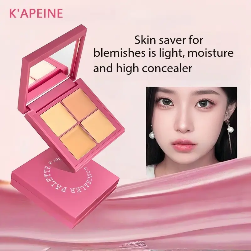 A Color Correcting Concealer Palette, Color Correcting Makeup, 4 Shades, for Brightening and Defining, Concealing Dark Circles and Dark Spots