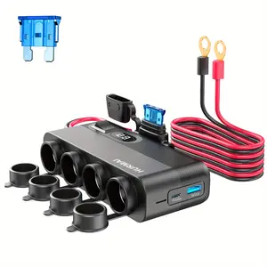 12V Socket Power Outlet, 10FT Cable 24V 216W Multi Port Outlet, 12 Volt Car Plug Lighter Socket, Power Supply Car Plug Outlet, Extension Cable With Perforated Terminal Direct Battery Adapter