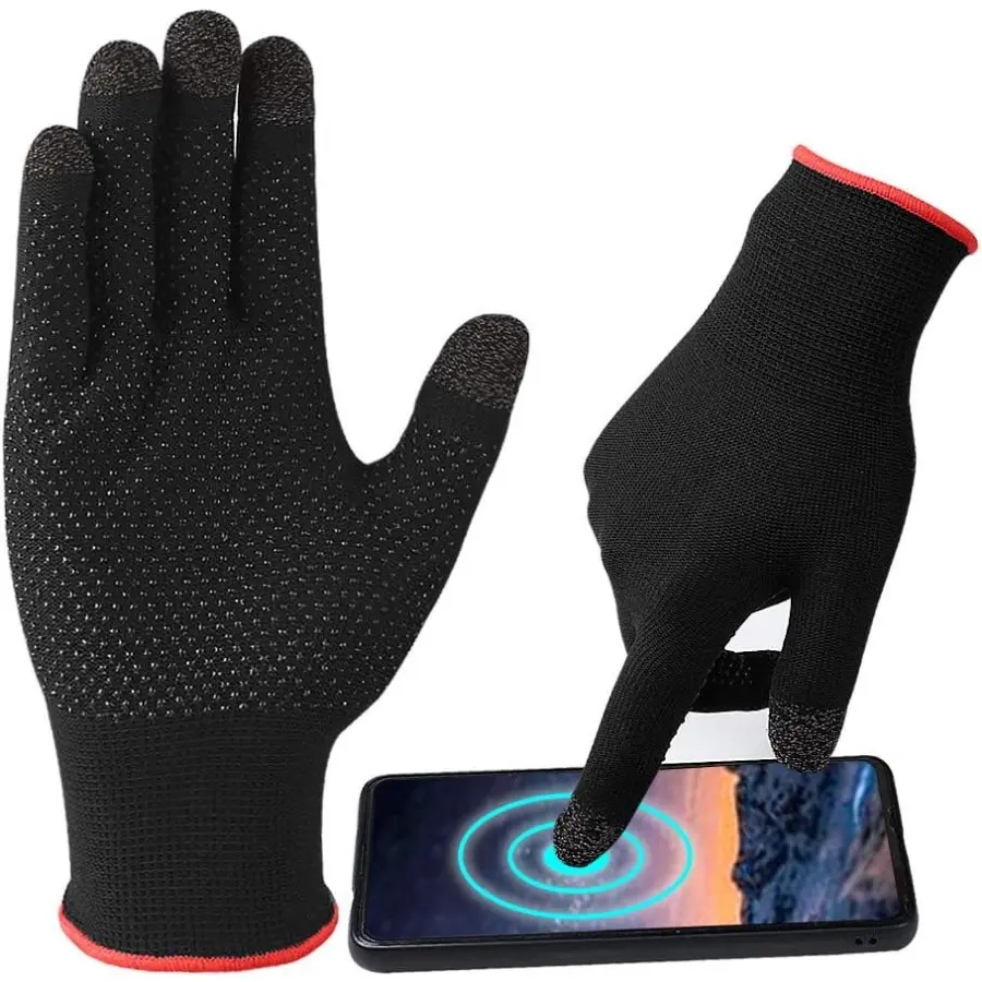 Anti-Sweat Breathable Touch Screen Finger Gaming Gloves, Anti-Slip Design Gaming Gloves, Mobile Gaming Accessories for Most Mobile, Smartphone