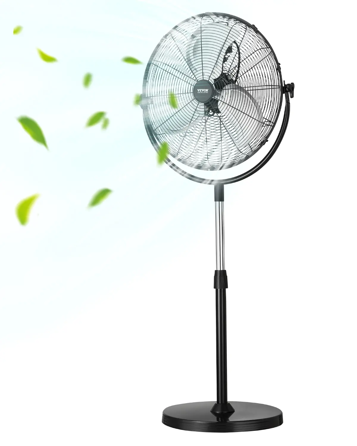 【summerfinds】VEVOR Industrial Pedestal Fan, 18 Inch Standing Fan with 45.3 to 57.9 Inches Adjustable Height, Floor Fans with 3 Adjustable Speeds, High Power Fans for Warehouse,Garage,Commercial,Residential, Black