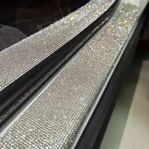Two-Pack Artificial Diamond Car Door Sill Protector Stickers, Car Accessories, Decal, Decoration, Durable Scratch-Resistant Design, Easy Installation for Vehicle Protection