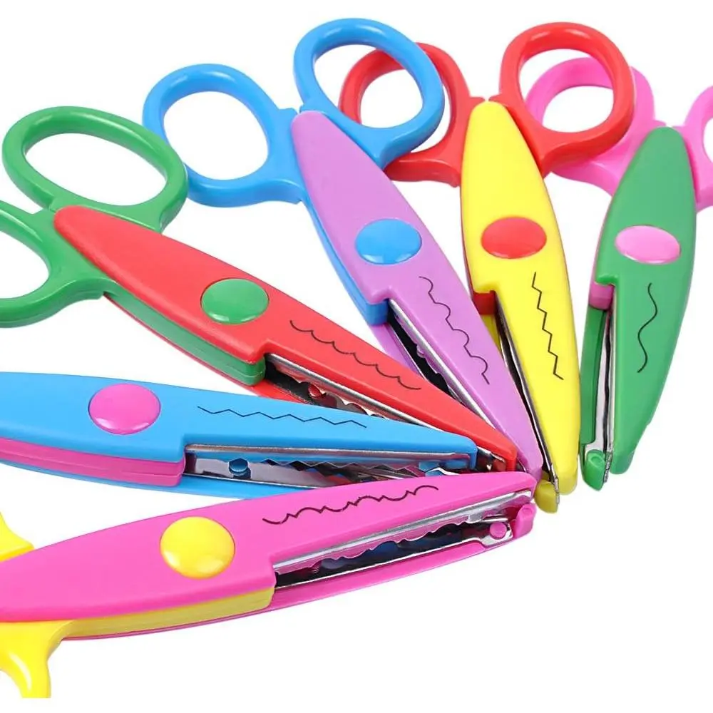 Kids Safety Zig Zag Scissors 6 Pack Decorative Edge Craft Scissors for Toddlers Adults Scrapbooking School Crafting Supplies