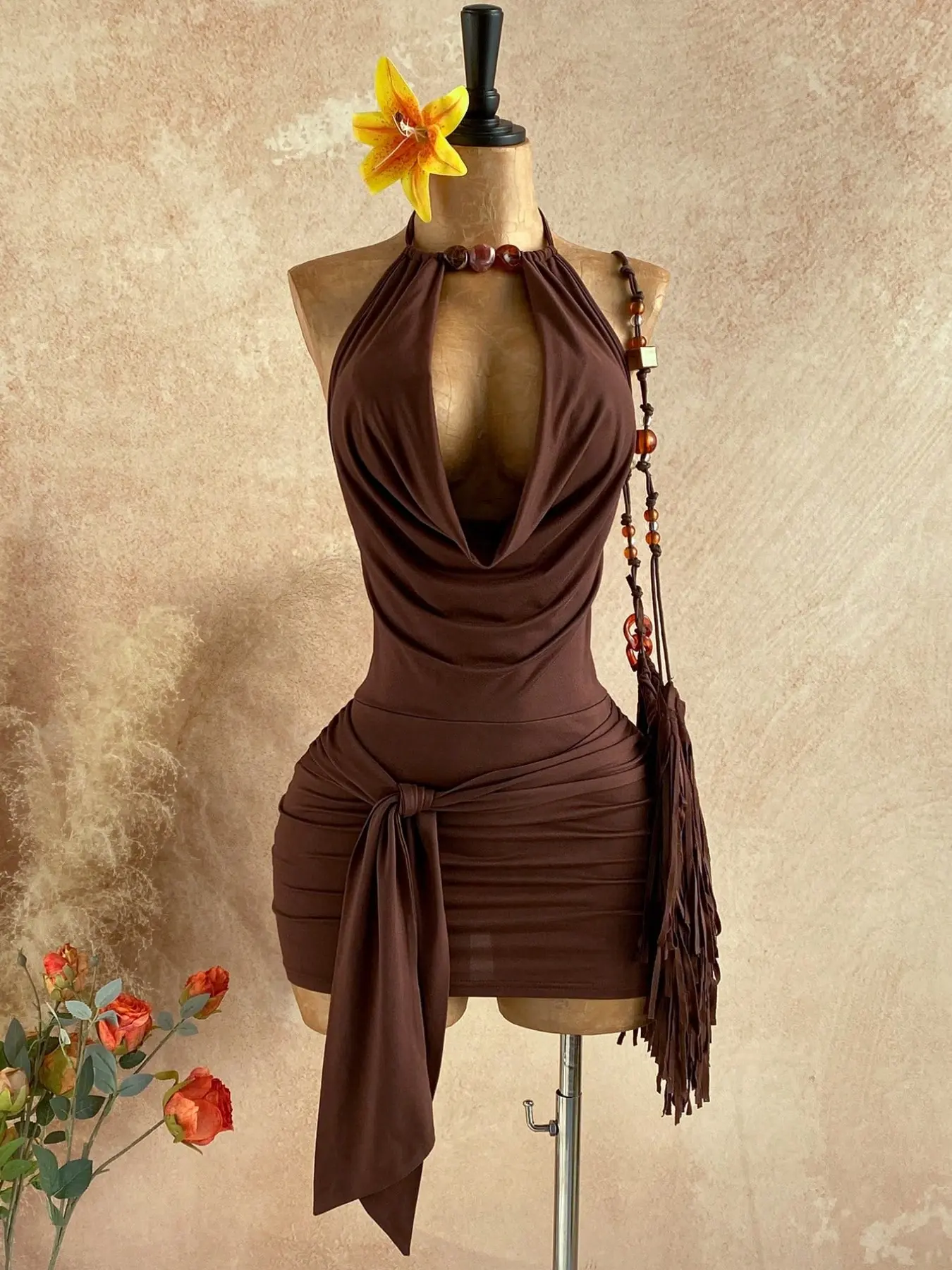 cross halter neckline low back mini dress - TikTok Shop