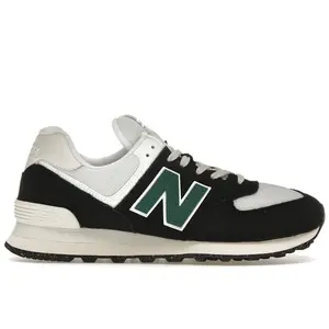 New Balance Men's 574 Black White Marsh Green, from StockX
